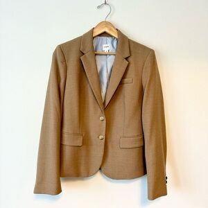 J. Crew Wool Schoolboy Tan Blazer Classic Tailored Style Gold Buttons